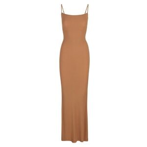 Skims Soft Lounge Long Slip Dress in Camel